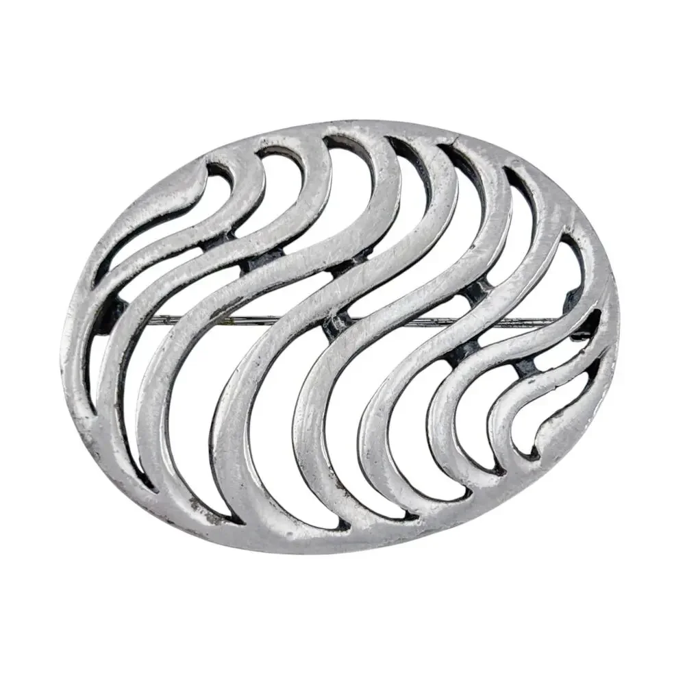 Vintage Coro Silver-Tone Openwork Wave Brooch